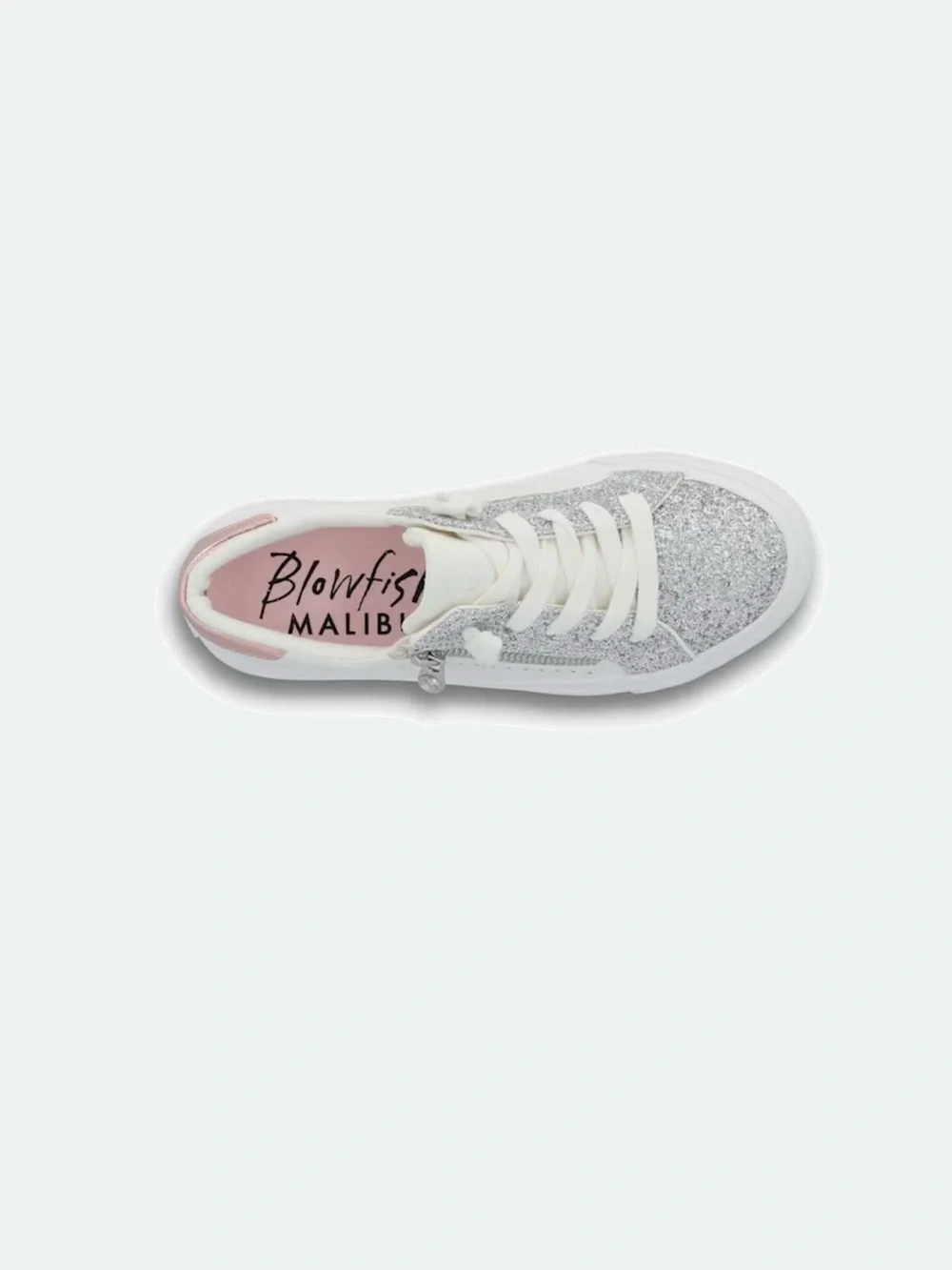 Blowfish Kids Silver Glitter Lace-Up Sneakers with Pink Heel